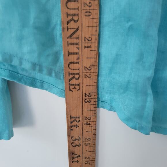Giorgio's Linen Button Down Shirt Size M Turquoise - Picture 4 of 6